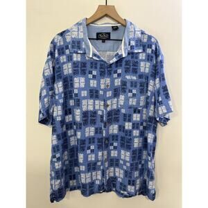 Nat Nast Silk Blend Camp Shirt 2XL Resort Hawaiian Coastal Maximalist Boho 90s